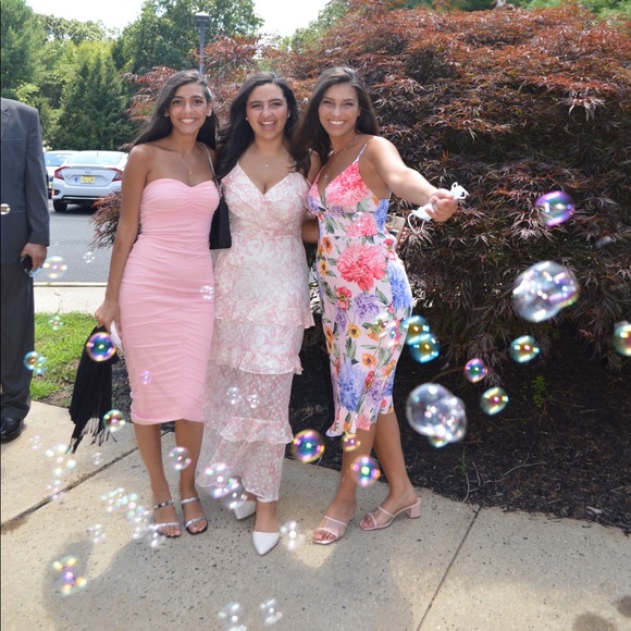 MESHKI shimmer pink, body-con dress - Picture 9 of 10